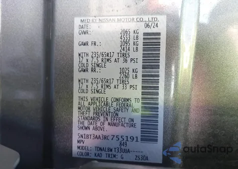 2024 Nissan Rogue S Fwd из США, поврежденный, VIN 5N1BT3AA3RC755191